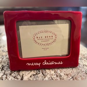 Brand new red RAE DUNN 5x7 cursive merry christmas ceramic frame Offers welcome!